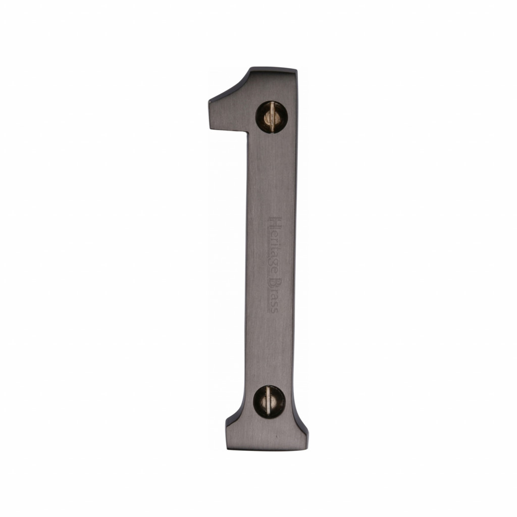 M Marcus Heritage Brass Numeral 1 - Face Fix 76mm Slimline font